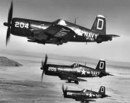Asisbiz Vought F4U 4 Corsair VF 783 White D204 BuNo 81624 D205 D202 and D211 in formation 3rd Nov 1950 03