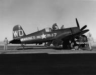 Asisbiz Vought F4U 4B Corsair VMF 2 White WD17 BuNo 62965 on the ground at Nellis AFB CA 1950 01