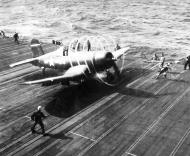 Asisbiz Vought F4U Corsair spinning propeller cuts circles of vapors trails as it take off against Formosa Dec 1944 80 G 413974