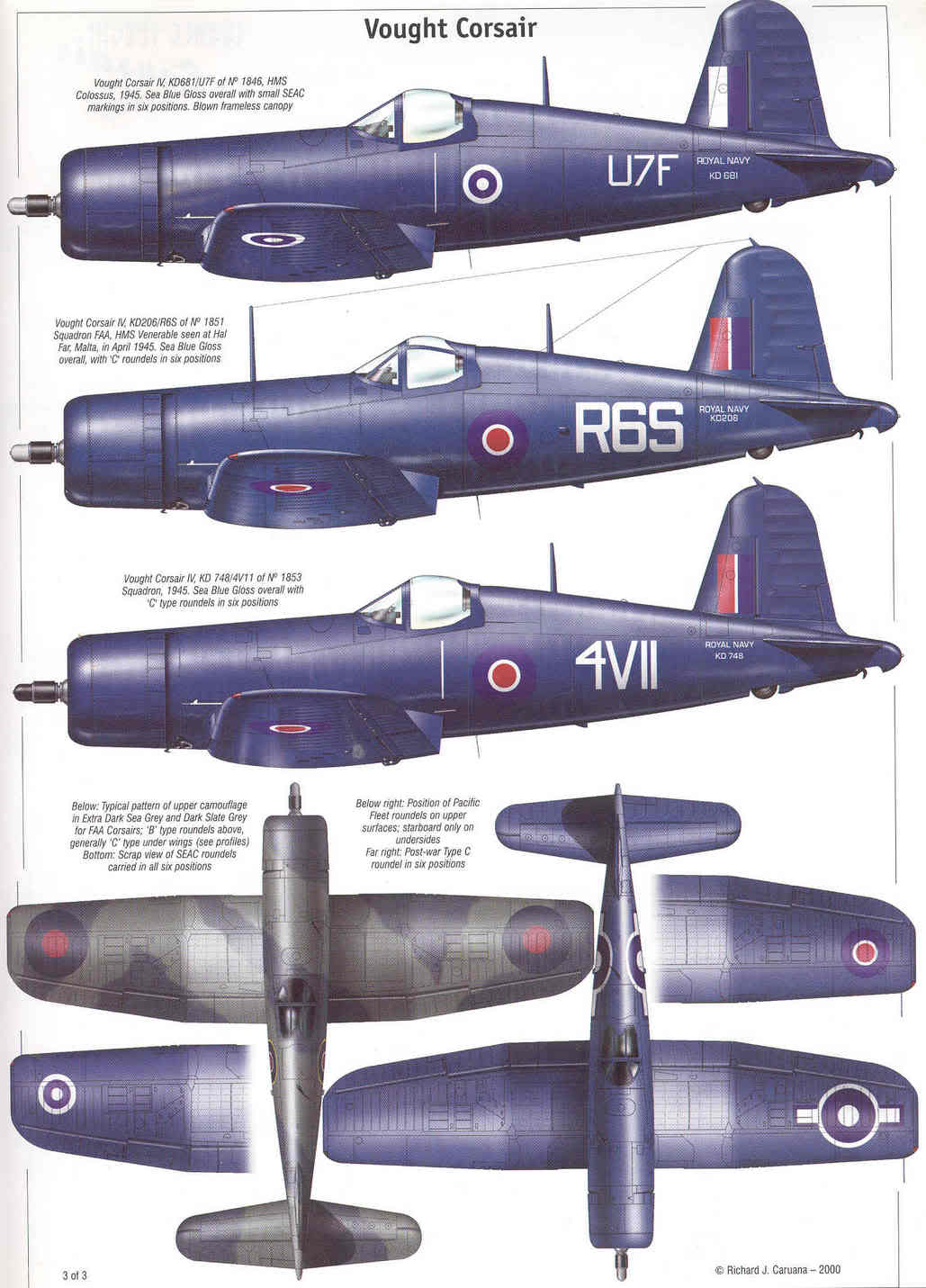 Fleet Air Arm Corsair profile sheet Corsair 0C