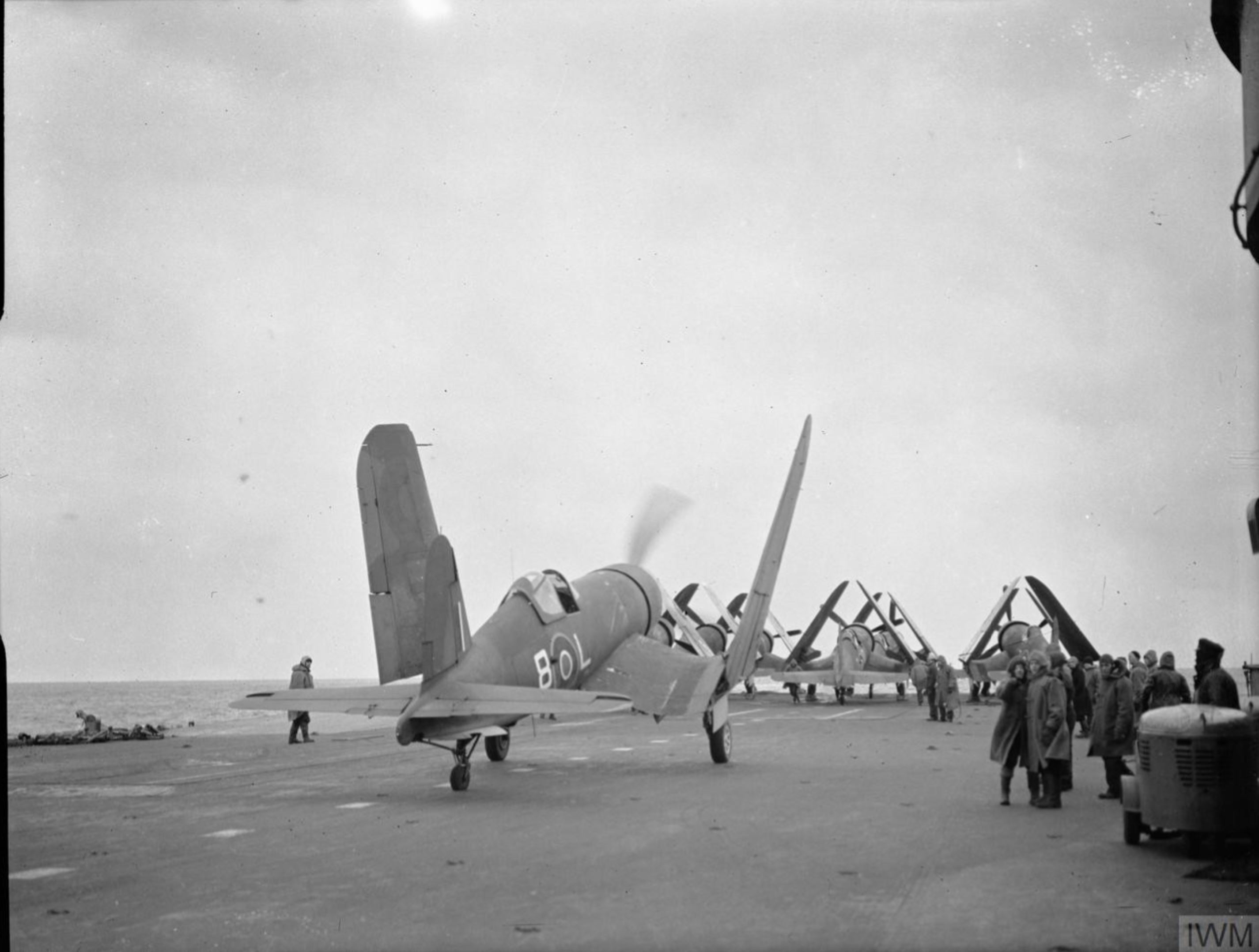 RN Corsair MkII 8L aboard HMS Victorious after bombing a German convoy off Bodo Norway IWM A23036