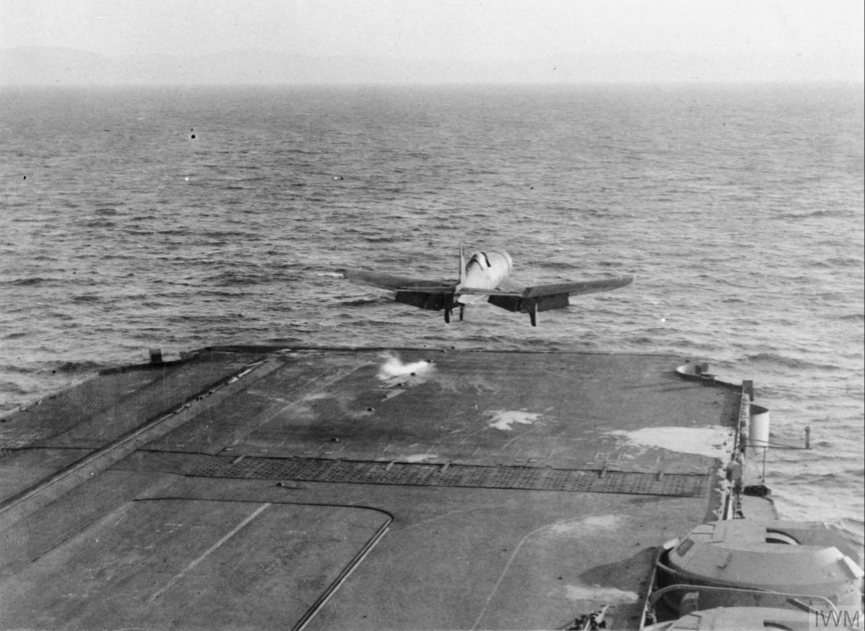 Fleet Air Arm Corsair taking off from HMS Illustrious IWM A21001