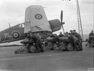 Asisbiz Fleet Air Arm 1830NAS Corsair II 7L preparing for launch HMS Formidable off Norway 22 29th Aug 1944 IWM A25438