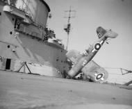 Asisbiz Fleet Air Arm 1830NAS Corsair Q147 landing mishap aboard HMS Illustrious 13th Apr 1945 IWM A29273