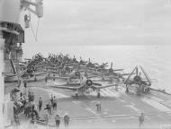 Asisbiz Fleet Air Arm 1834NAS and 1836NAS Corsair preparing for their mission to Sigli Sumatra HMS Victorious IWM A25750