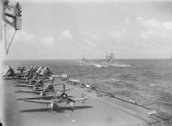 Asisbiz Fleet Air Arm 1834NAS and 1836NAS Corsairs aboard HMS Victorious with HMS Howe Sumatra 18th Sep 1944 IWM A25751