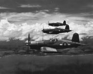 Asisbiz RNZAF Vought F4U 1D Corsairs 18Sqn NZ5326 NZ5315 n NZ5307 over the Guadalcanal coast 01