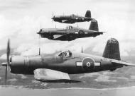 Asisbiz RNZAF Vought F4U 1D Corsairs 18Sqn NZ5326 NZ5315 n NZ5307 over the Guadalcanal coast 02