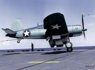 Asisbiz Vought F4U 1 Corsair VF 17 White 17F22 landing aboard CV 17 USS Bunker Hill 17th July 1943 02