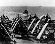 Asisbiz Vought F4U 1D Corsairs VMF 124 White 85 82 88 and 84 aboard CV 9 USS Essex 27th Feb 1945 01