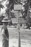 Asisbiz Goodyear FG 1D Corsair VMF 155 sign post at Kwajalein Atoll Marshall Islands 1945 01
