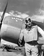 Asisbiz Aircrew USMC VMF 213 1Lt James N Cupp with his Corsair Daphne C at Guadalcanal 1st June 1943 01