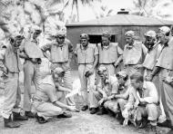 Asisbiz Aircrew USMC VMF 214 Black Sheep Maj Gregory Boyington briefs his pilots at Turtle Bay Strip Espiritu Santo 11th Sep 1943 80 G 54303
