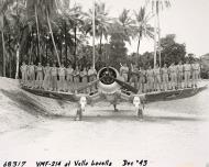 Asisbiz Aircrew USMC VMF 214 members of Major Gregory Boylngton's Black Sheep wearing their 20 caps from the St. Louis Cardinals Dec 1943 01