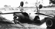 Asisbiz Vought F4U 1A Corsair VMF 214 White 576 BuNo 02576 Marines Dream Ed Olander landing mishap Torokina Bougainville 1943 01