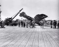 Asisbiz Vought F4U 1D Corsair VMF 214 Black Sheep White 840 landing mishap Bougainville 1943 01