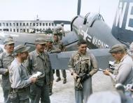 Asisbiz Vought F4U 4B Corsair VMF 214 Black Sheep WE5 Lt John V Hanes first to land at Kimpo Airfield Korea 18th Sep 1950 03