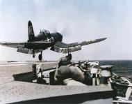 Asisbiz Vought F4U 4B Corsair VMF 214 Black Sheep WE9 leaving USS Sicily for Pohang Korea 1951 01