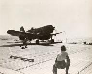Asisbiz Vought F4U 4B Corsair VMF-214 WE7 Black Sheep about to be lunched from USS Sicily (CVE 118)off Korea 1950 01