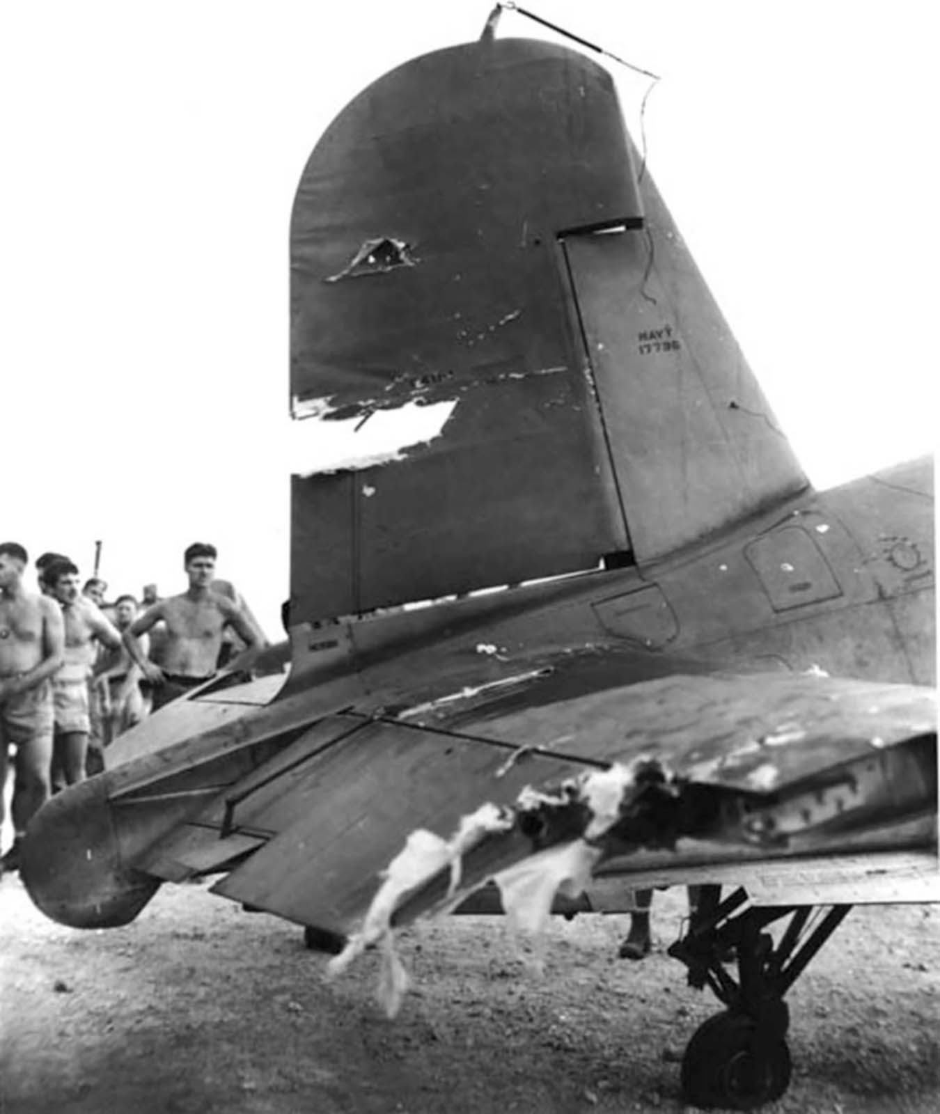 Vought F4U 1A Corsair VMF 216 W25 17736 with wounded Robert Marshall Torokina Bougainville 19th Dec 1943 02