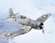 Asisbiz Vought F4U-1 Corsair VMF-224 White 6 with the early production birdcage canopy in flight over the USA 1942 01