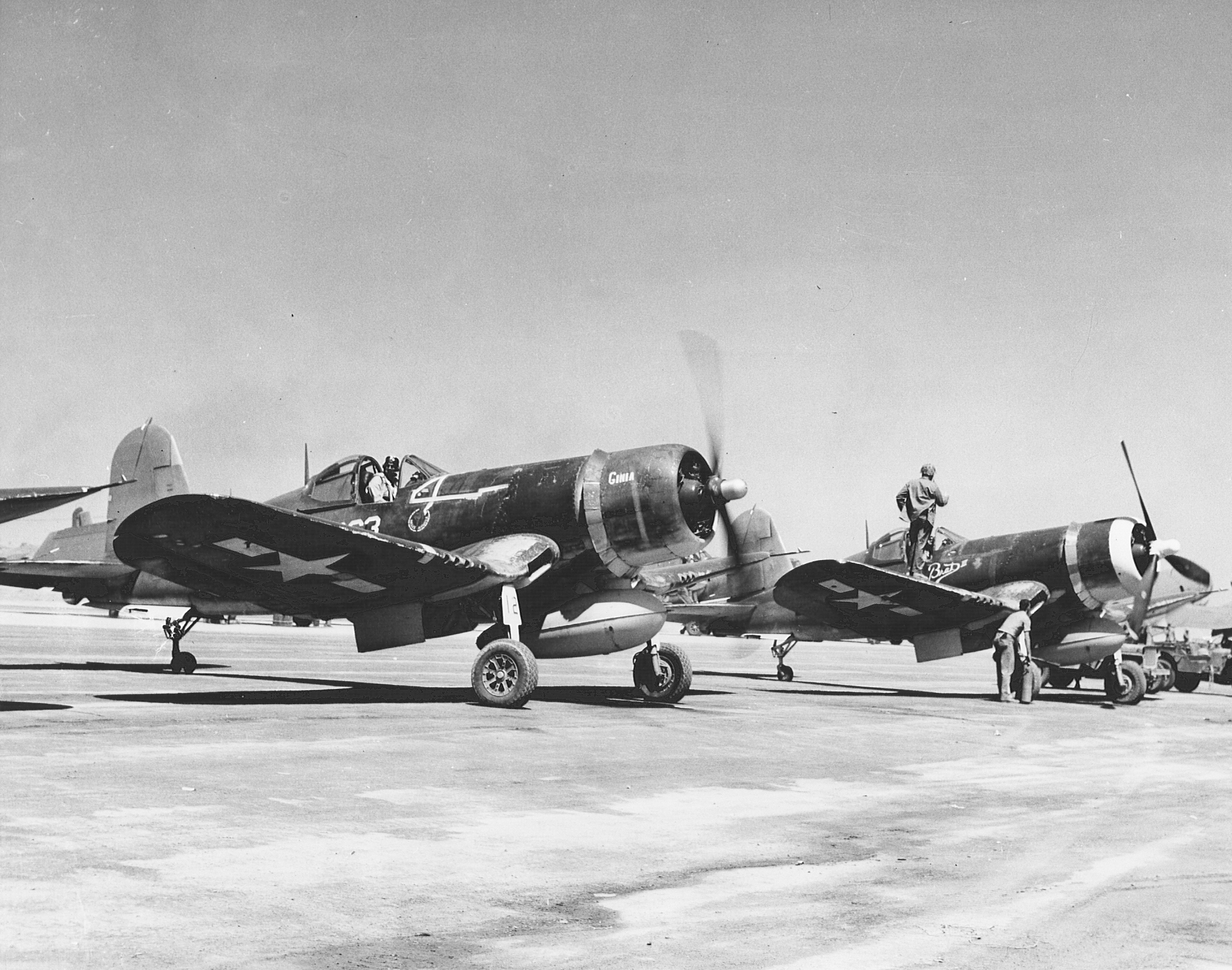 Vought F4U 1A Corsair VMF 321 White 863 Ginia VMF 225 White 813 Brat III on Iwo Jima 1945 01