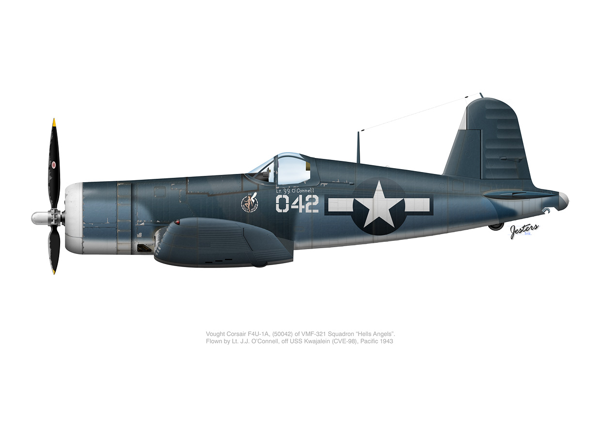 Asisbiz Vought F4U-1A Corsair VMF 321 W42-Lt JJ OConnell