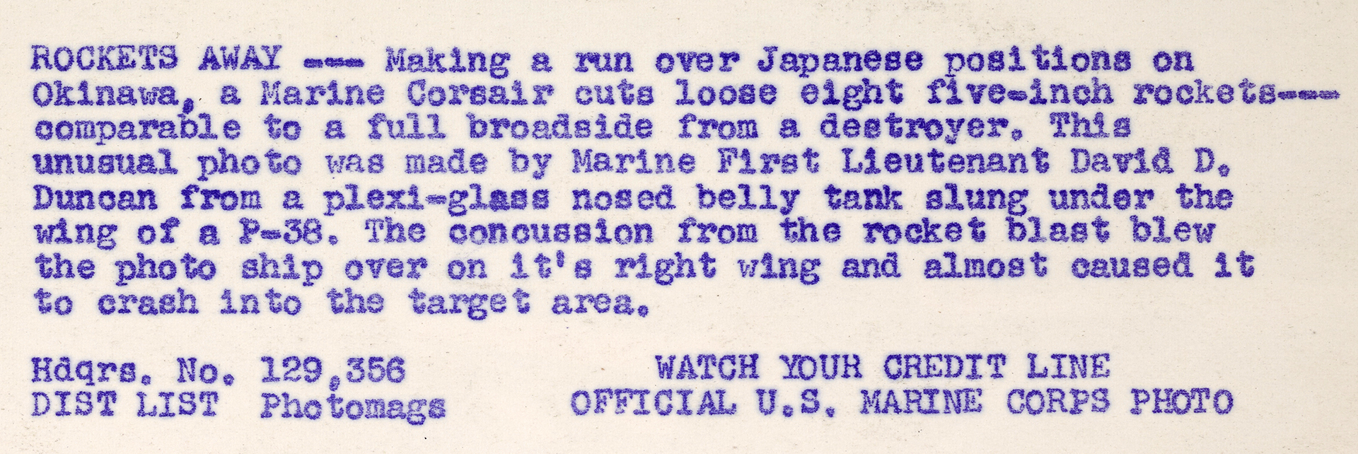 Goodyear FG 1D Corsair VMF 323 White 40 firing a salvo of rockets over Okinawa Japan Apr 1945 03b