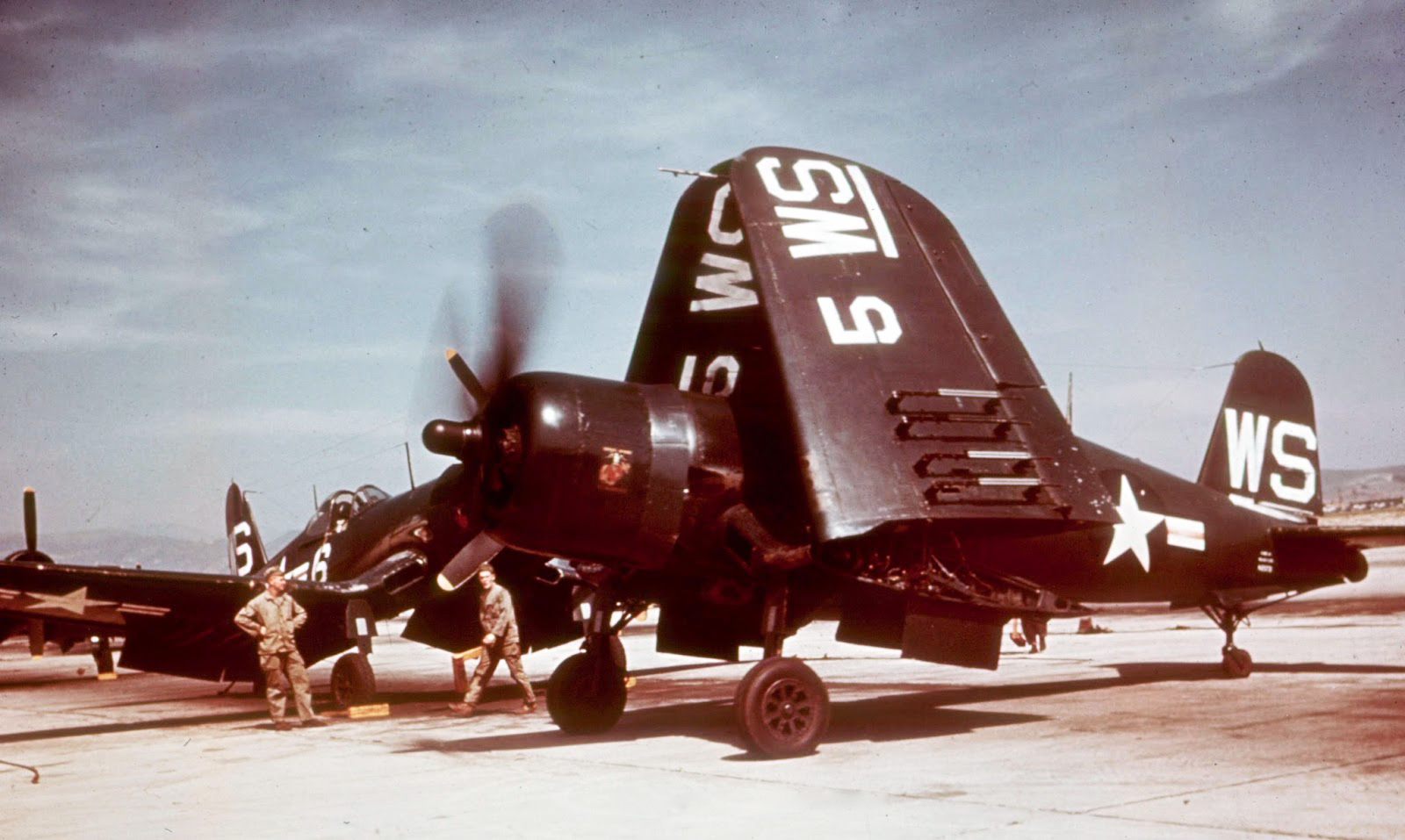 Vought F4U 4 Corsair VMF 323 White WS5 and WS6 at MCAS El Toro during 1949 01