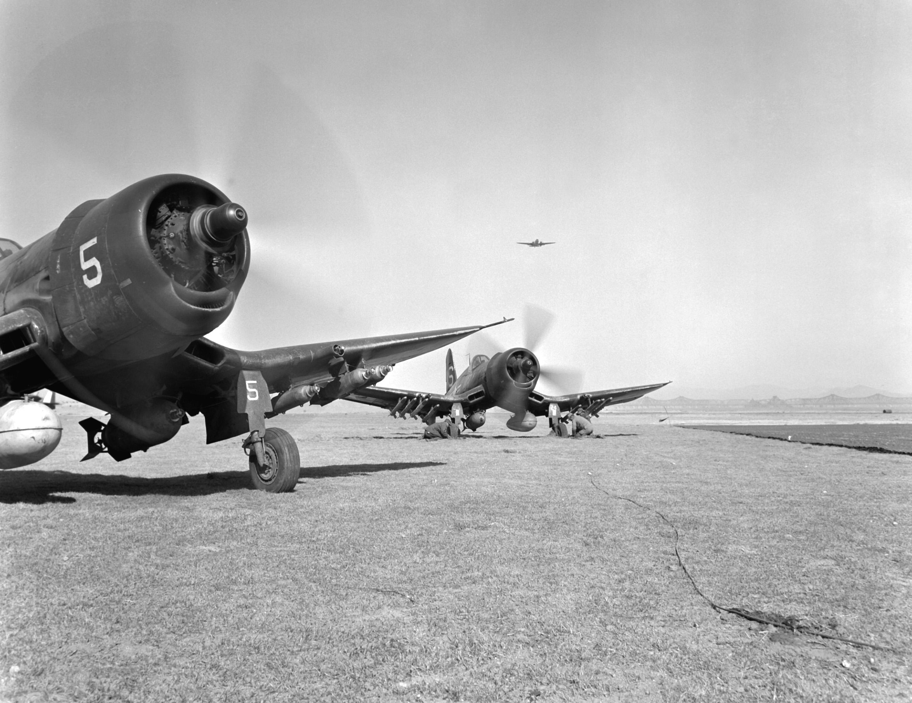 Vought F4U 4B Corsair VMF 323 White WS24 BuNo 97454 bogged at K1 Pusan South Korea 29th Apr 1951 02