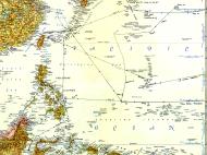 Asisbiz A map of the 1945 cruise of the USS Gilbert Islands (CVE 107) and VMF-512 operations 0A