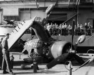 Asisbiz Vought F4U 1D Corsair MCVG 2 VMF 512 EE64 landing mishap CVE 107 USS Gilbert Islands Mar 1945 01