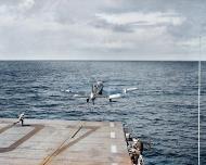 Asisbiz Vought F4U-1D Corsair VMF-512 is launched from USS Gilbert Islands (CVE 107) 01