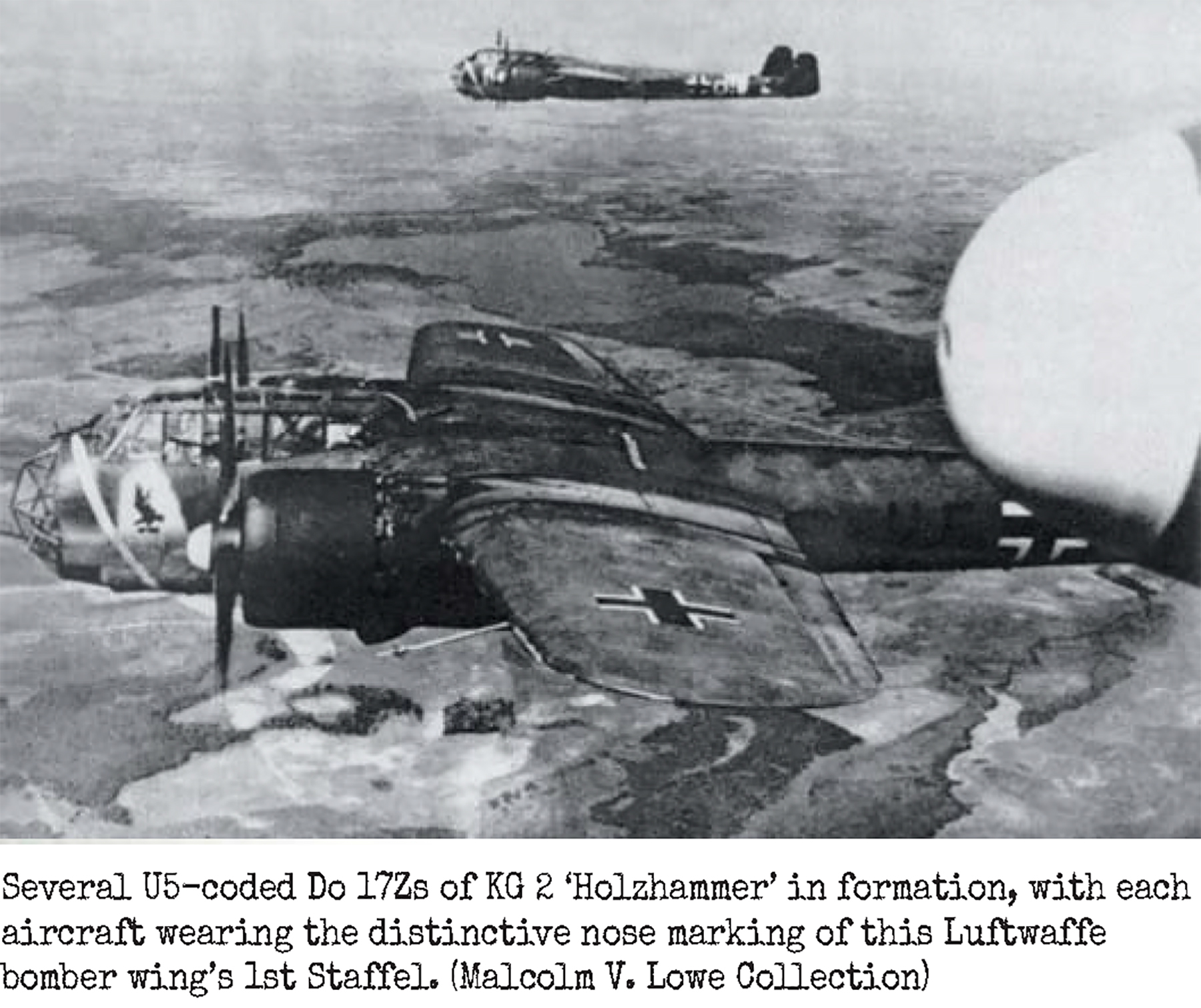 Dornier Do 17Z 1.KG2 Holzhammer formation with U5+DH foreground Airfix Model World 48 2014 11 Page 058