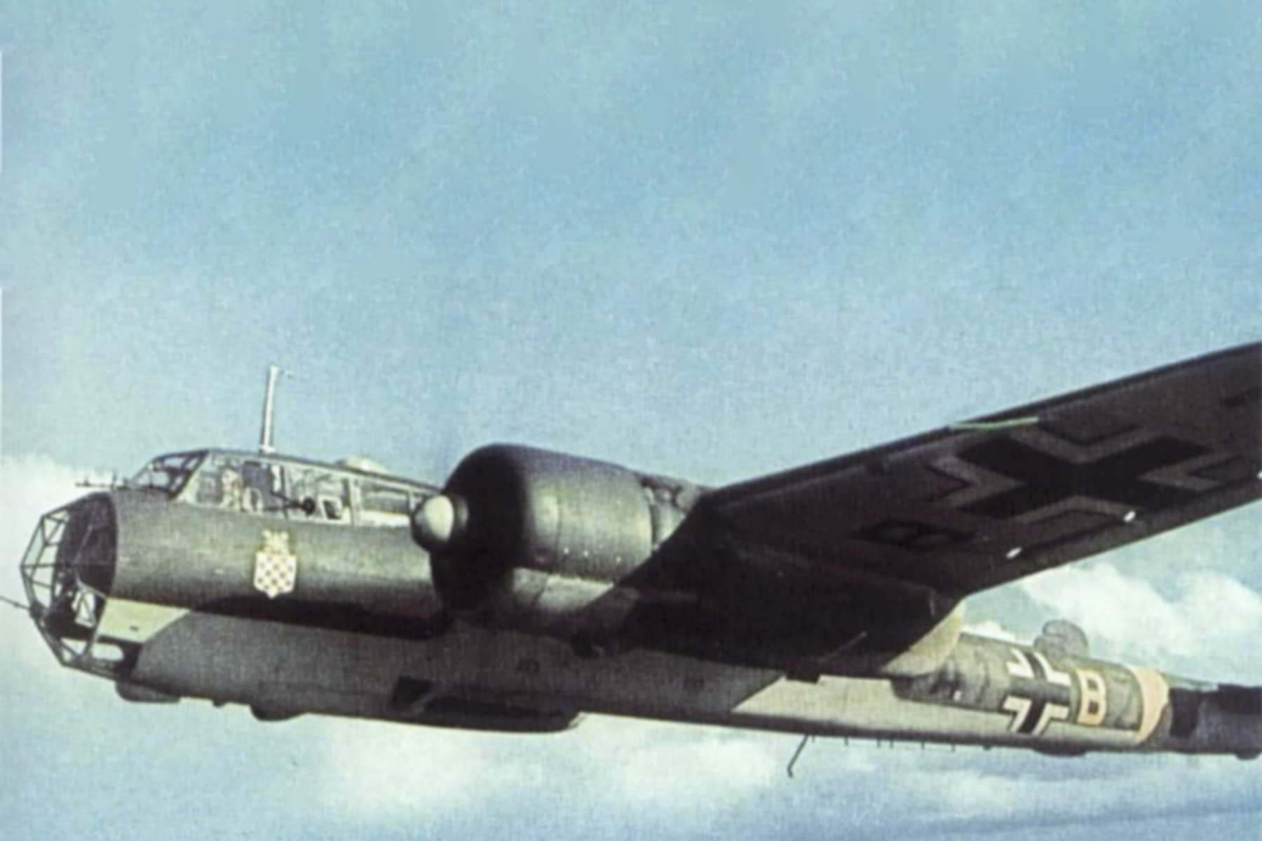 Dornier Do 17Z2 15.KG53 A1+BZ a Croatian staffel photographed in the air whilst based in the Ukraine 1943 01