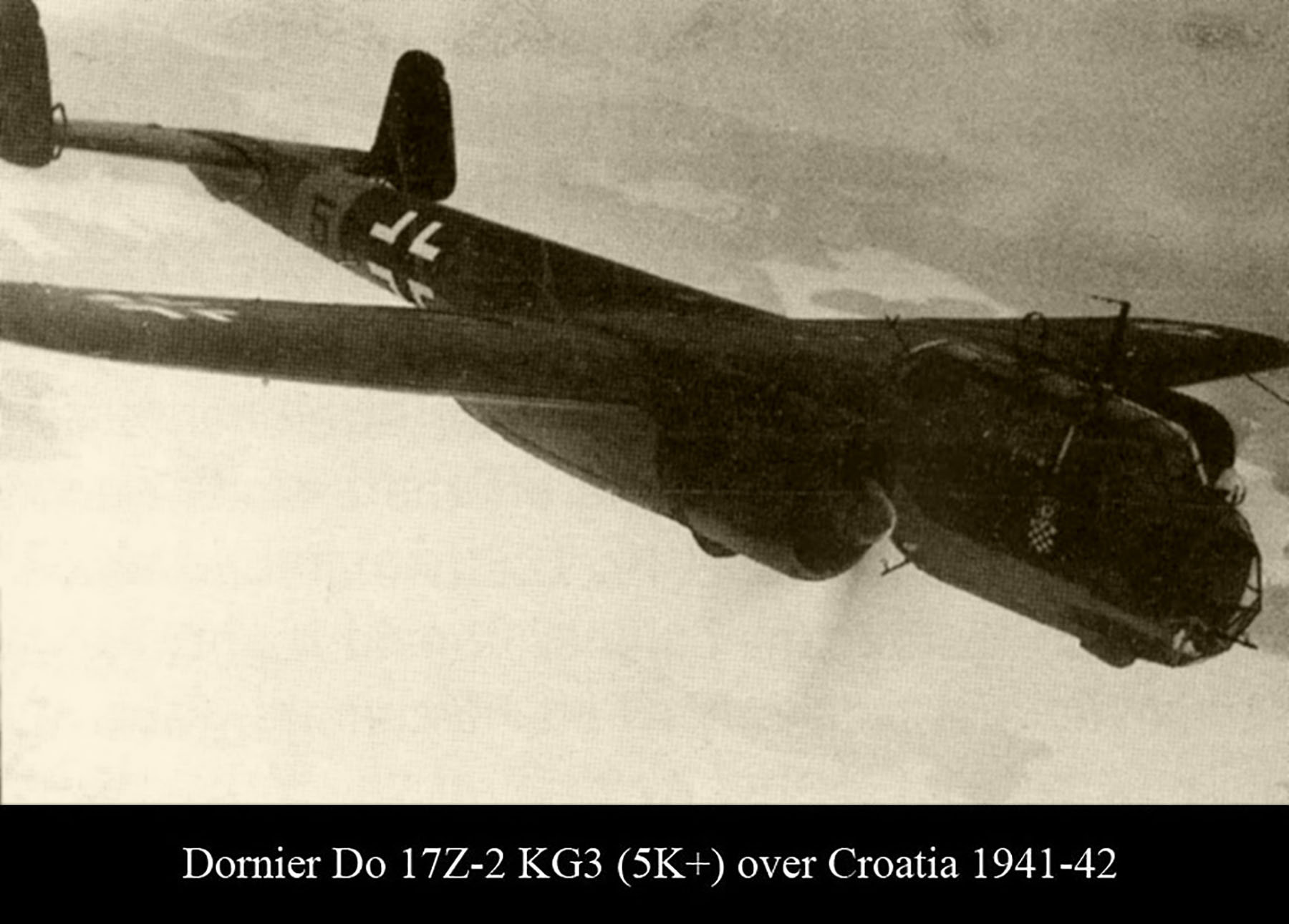 Dornier Do 17Z2 Croatian staffel was originally with KG3 using the 5K cade based in Croatia 1941 42 01