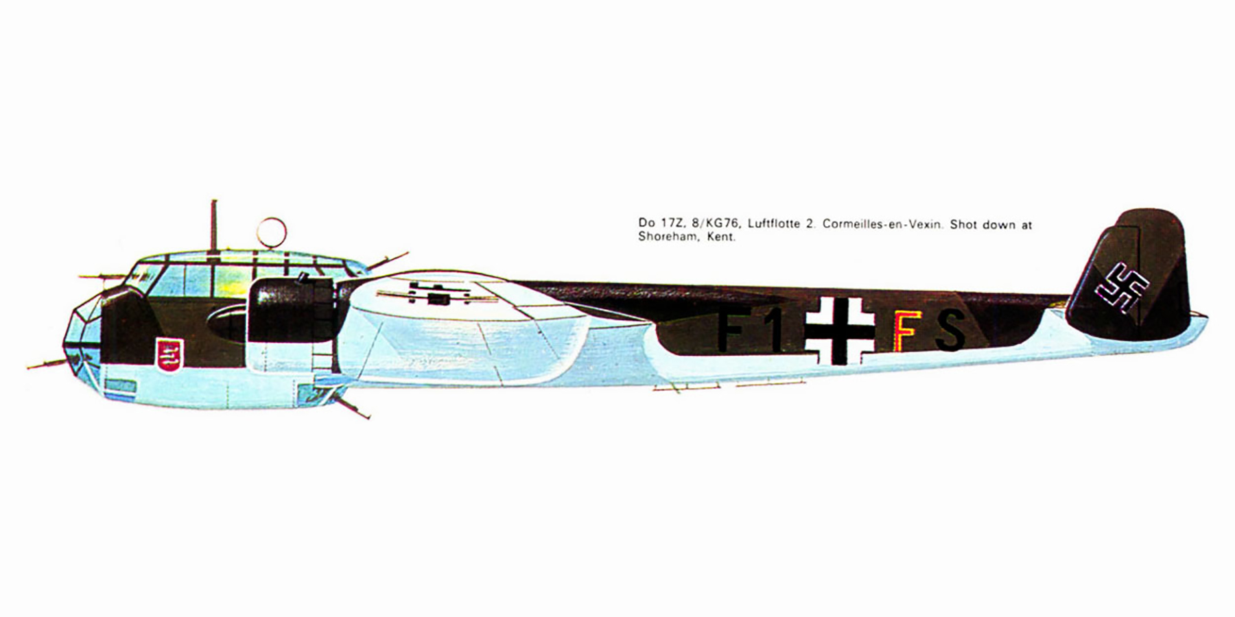 Dornier Do 17Z 8.KG76 F1+FS WNr 2555 shot down over Shoreham England 15th Sep 1940 0A