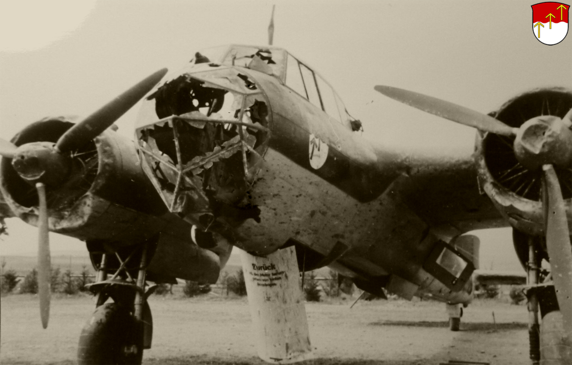 Dornier Do 17Z2 9.KG76 looking worse for ware after striking a Sperry ballon 1940 03