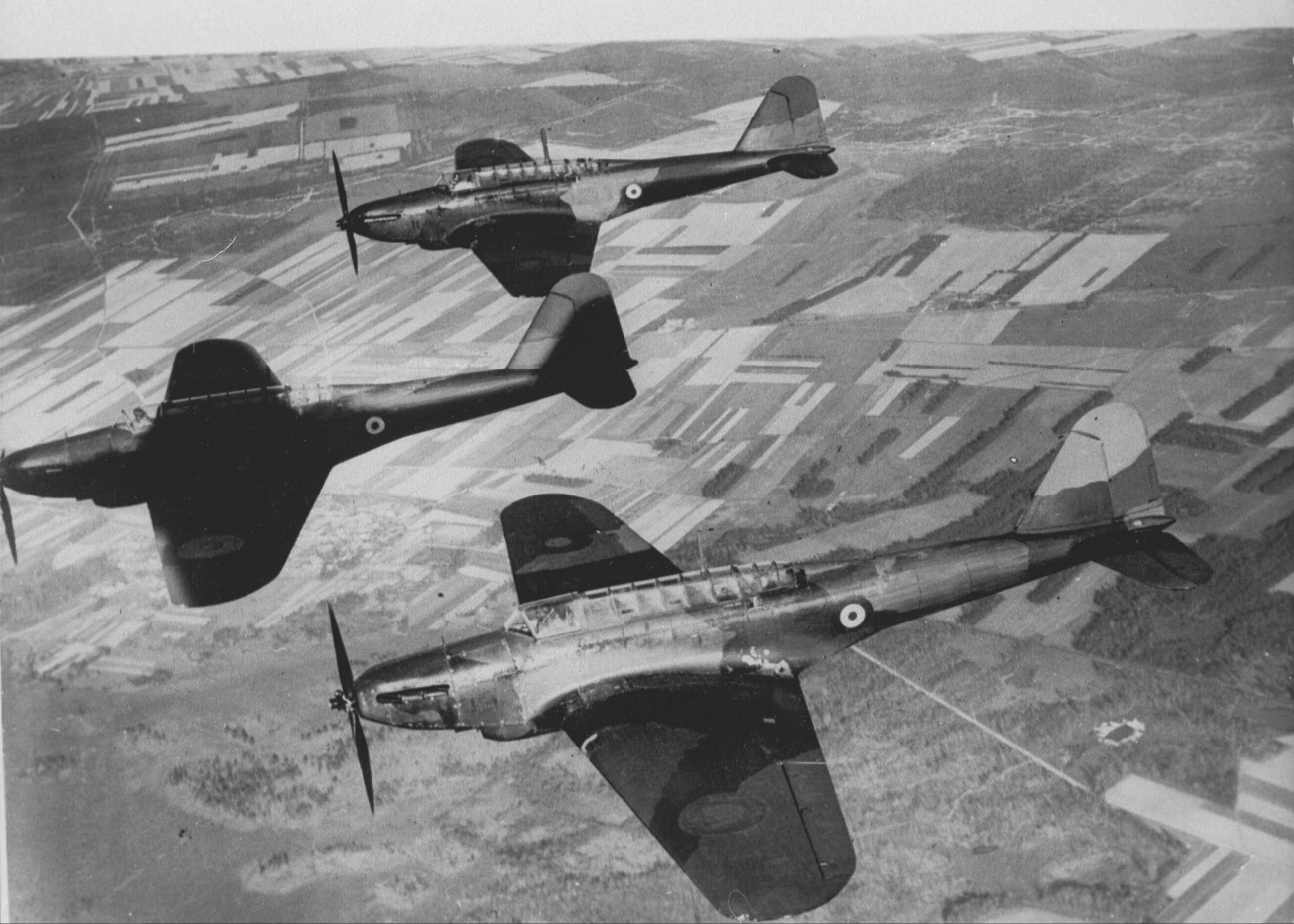 Fairey Battle I formation over during the phoney war France early 28th Feb 1940 NIOD