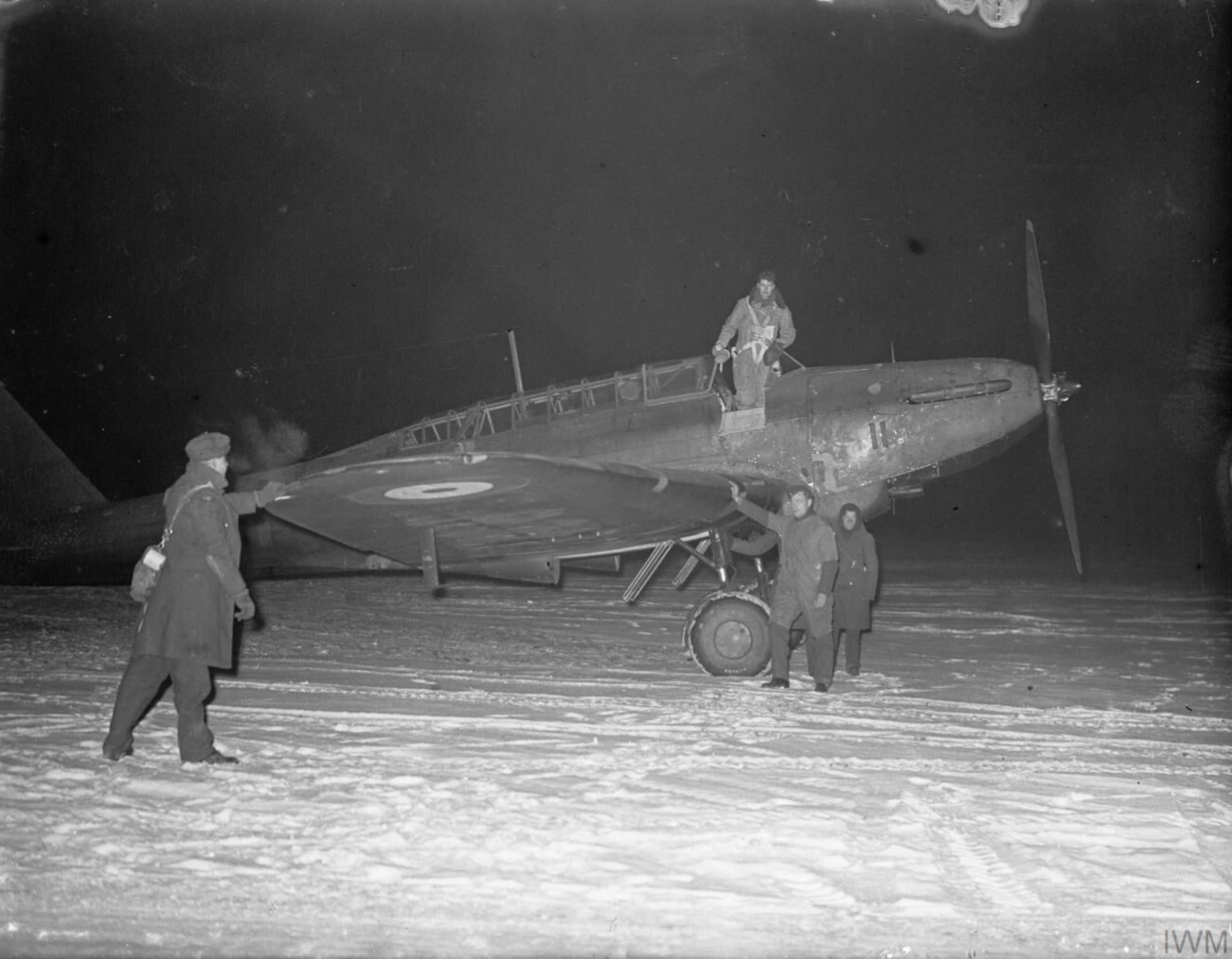 Fairey Battle MkI RAF 226Sqn being prepared for a night flight at Reims ChampagneIWM C556
