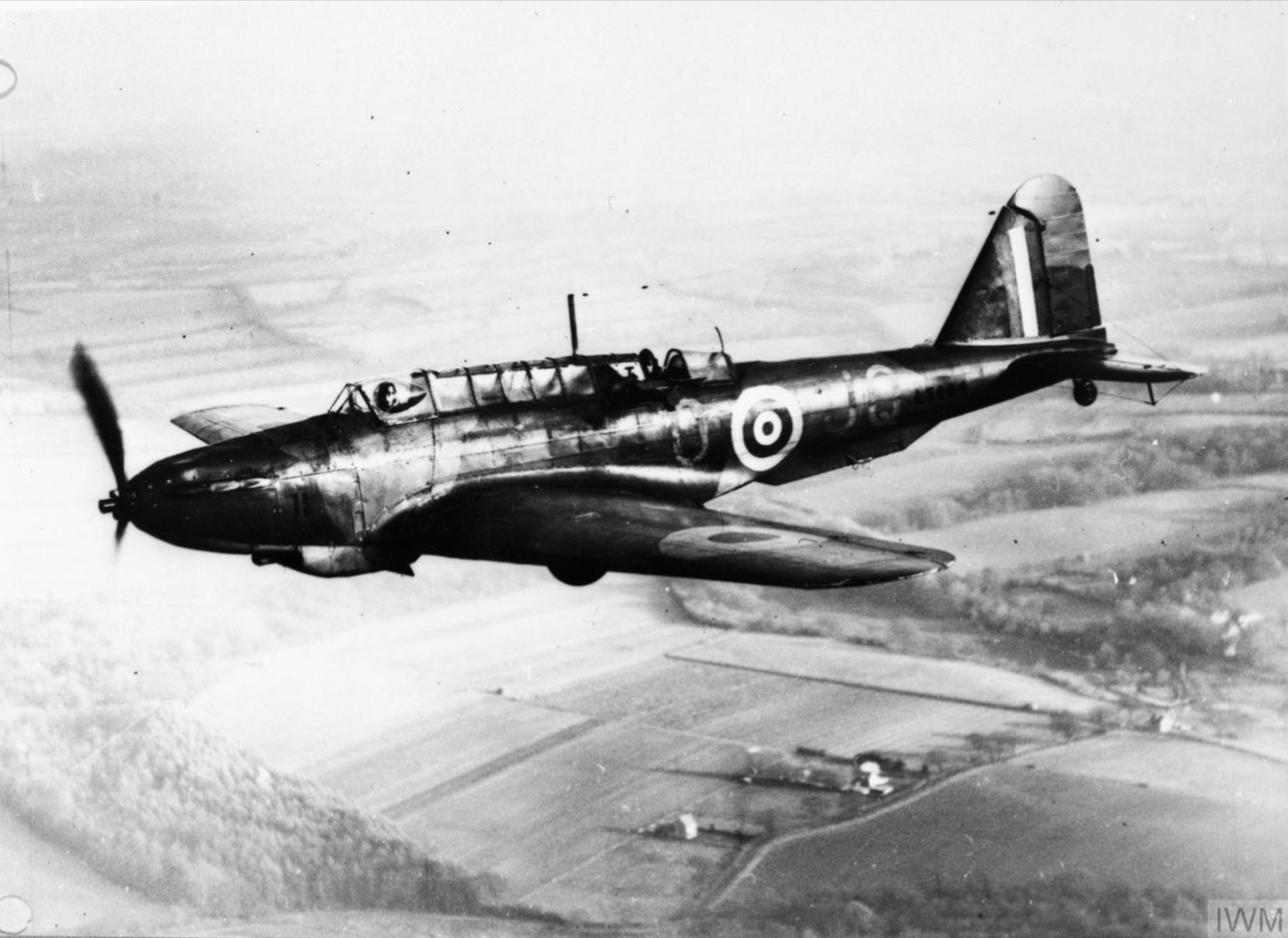Fairey Battle TT RAF 2 AACU JQO L5664 based at Gosport Hampshire in flight IWM MH4671