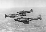 Asisbiz Fairey Battle I RAF 218Sqn HAJ K9353 with HAB K9324 and HAD K9325 over France 1940 IWM C447