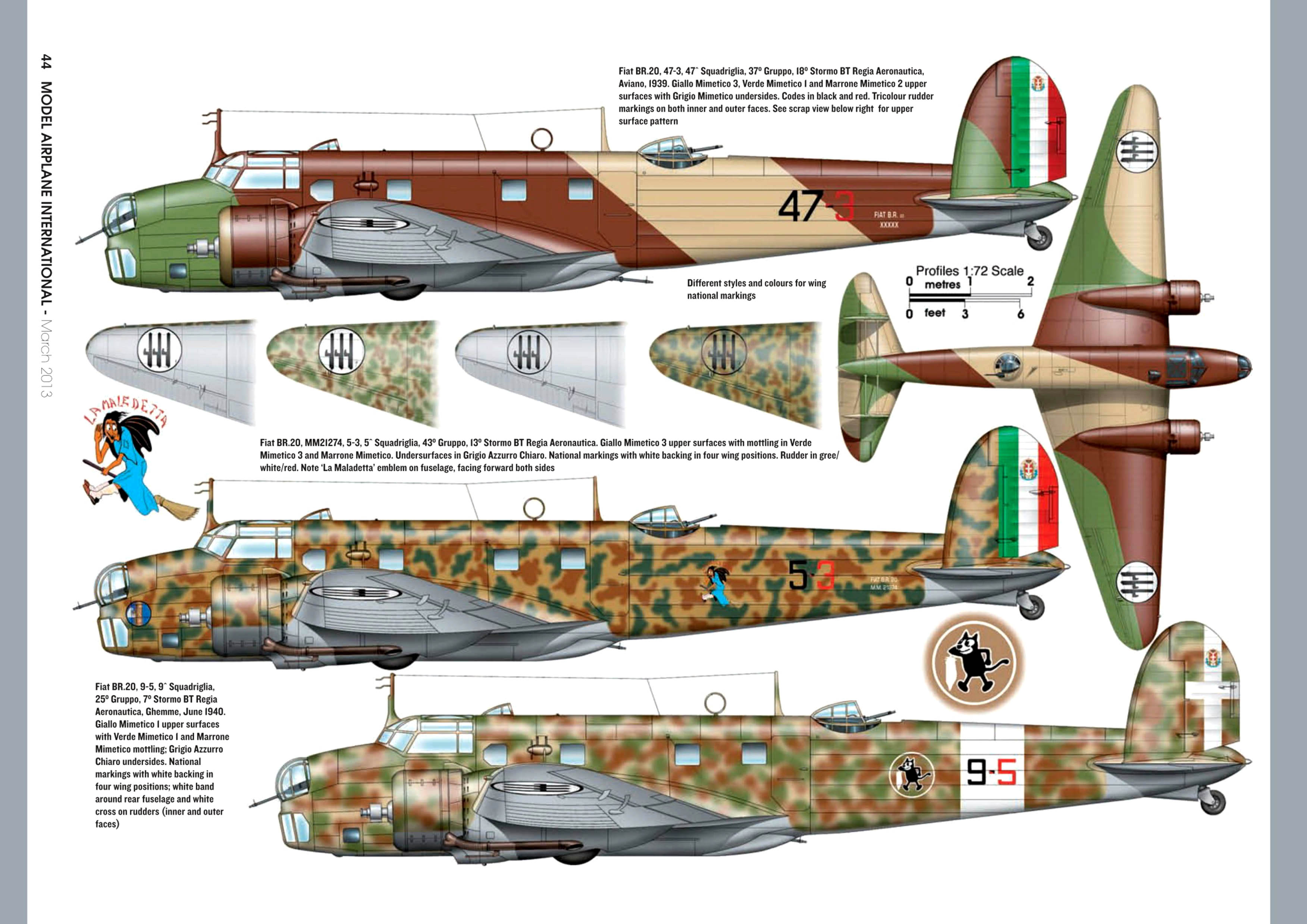 Fiat BR.20 Cicogna profiles by Model Airplane International no 93 Mar 2013 page 44