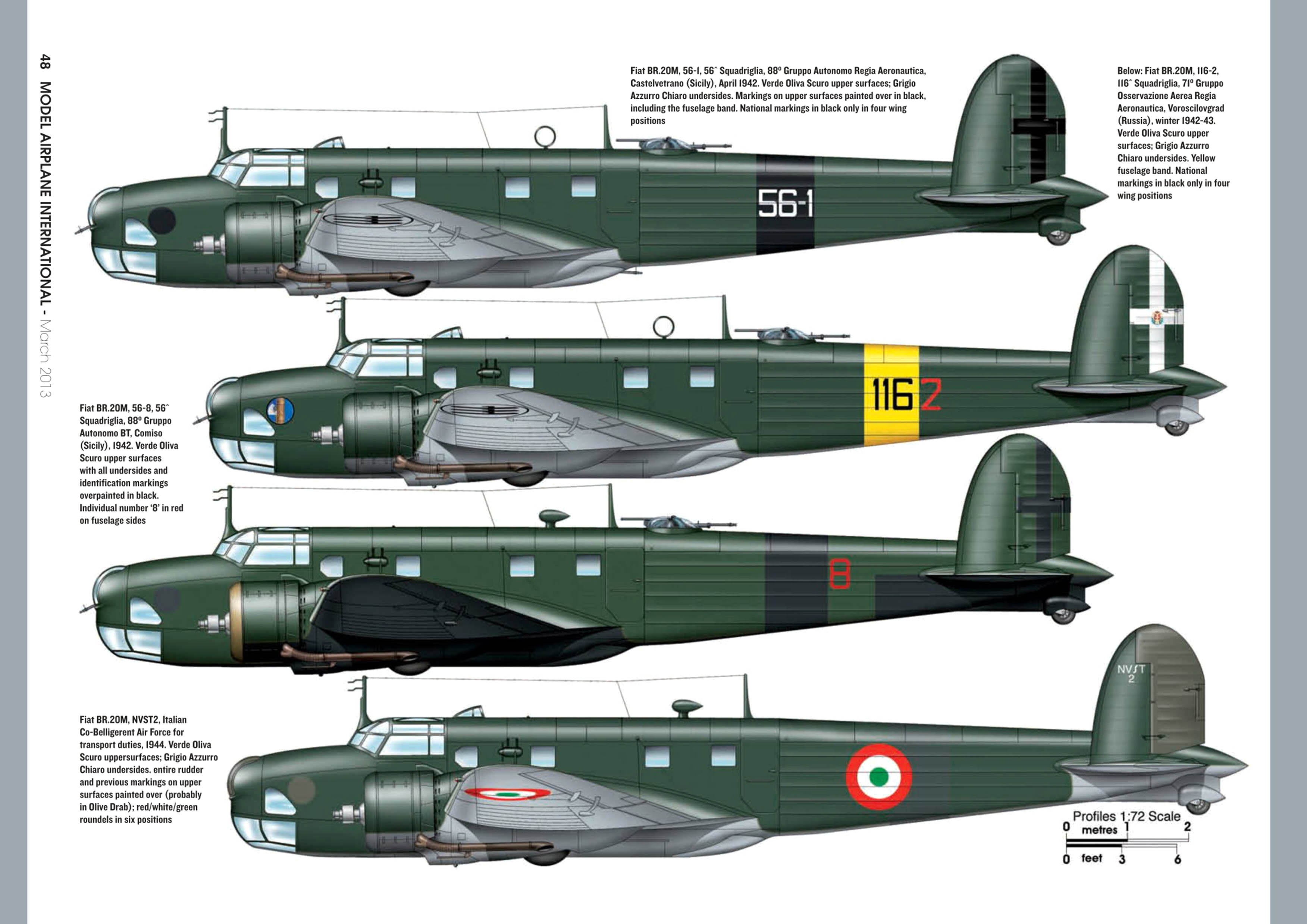 Fiat BR.20 Cicogna profiles by Model Airplane International no 93 Mar 2013 page 48