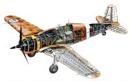 Asisbiz Artwork technical cutaway drawing of a Fiat G50 Freccia 0A