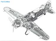 Asisbiz Artwork technical cutaway drawing of a Fiat G50 Freccia 0B