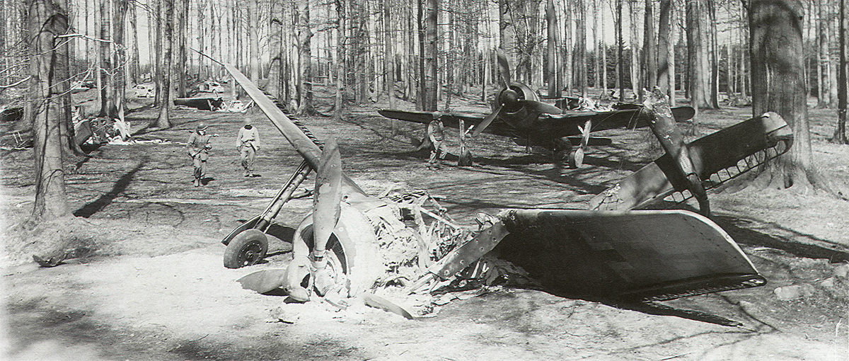 Focke Wulf Fw 190s destroyed by retreating German forces Leina Forest 1945 01