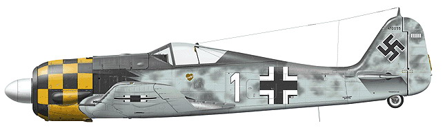 Focke Wulf Fw 190A4 1.JG1 White 1 Bernhard Kunze WNr 410055 Germany 1944 0A
