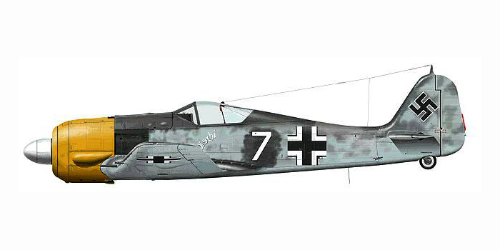 Focke Wulf Fw 190A5 1.JG1 White 7 Walter Kohne France 1942 0A