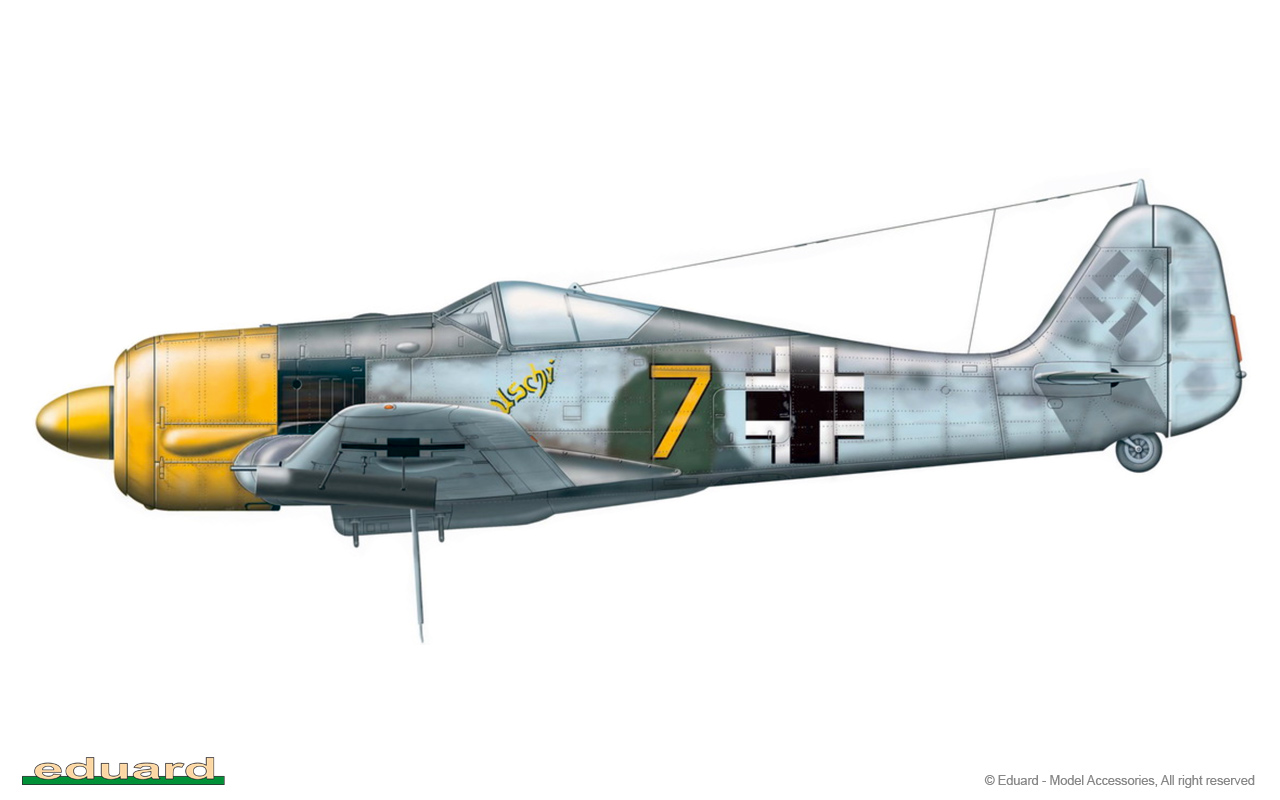 Focke Wulf Fw 190A5 3.JG1 Yellow 7 Walter Kohne France July 1943 0A